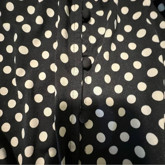 89th & Madison Button Up Tie Front Polka Dot Top size: Large - Picture 2 of 6